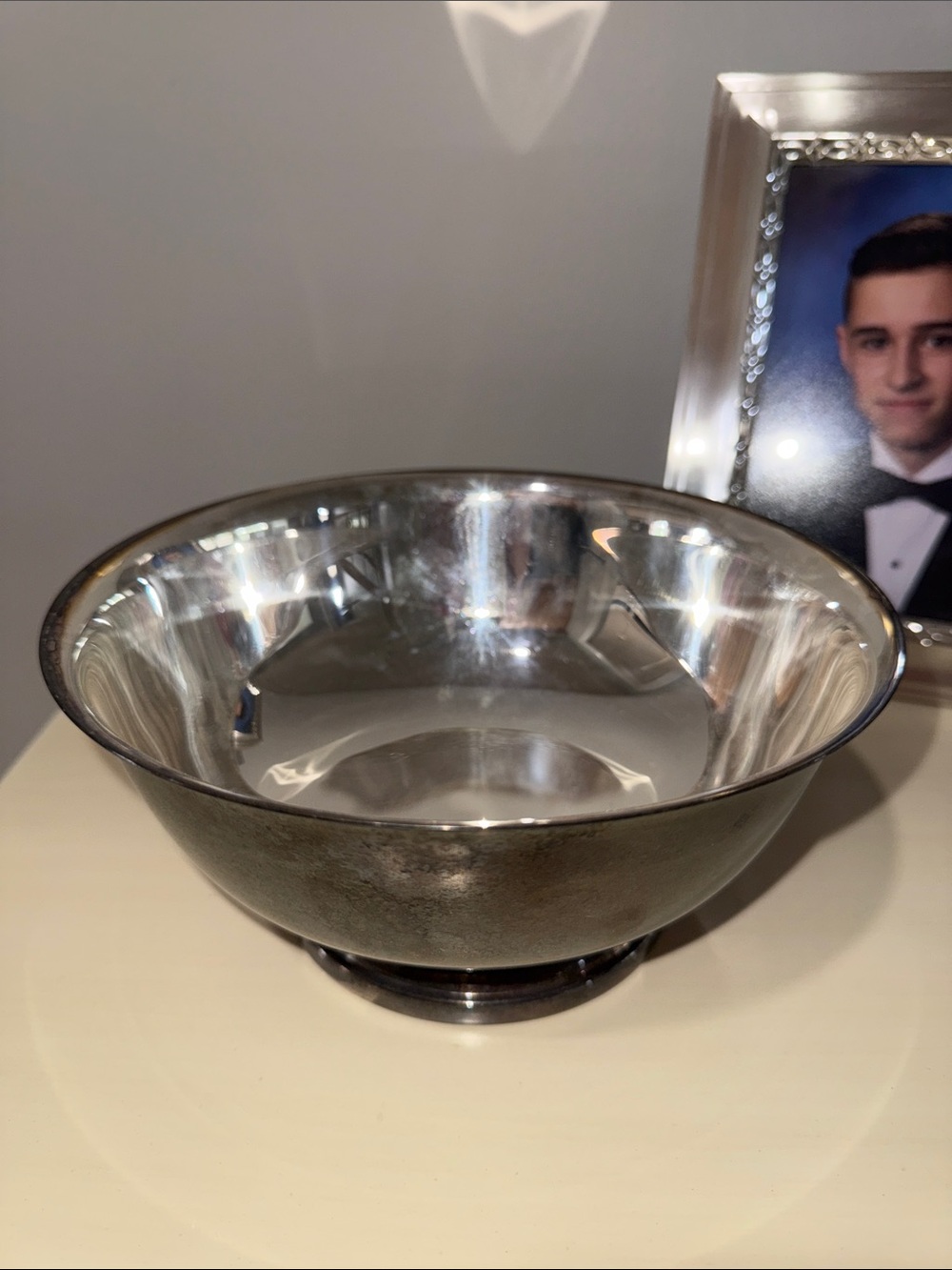Gorham Silverplate Paul Revere Bowl w/ Original Deep Maroon Label EP YC780 8 in